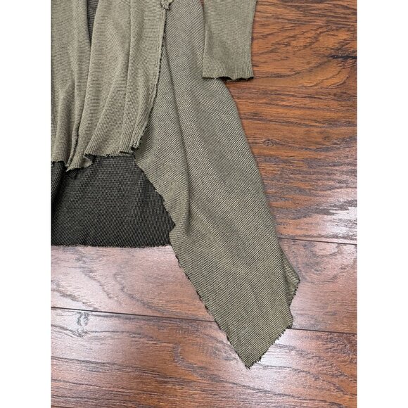 Cut Loose M Green Hooded Cardigan Jacket Drape Front Boho Longline Asymmetrical - Picture 8 of 16